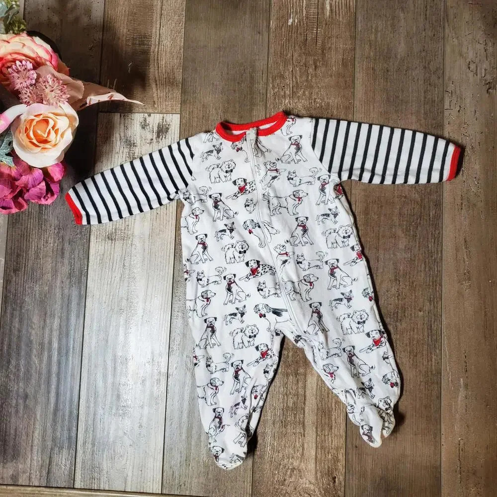 Wonder Nation White Baby Boy Footed Sleeper Bodysuit Pajama Size 3-6M